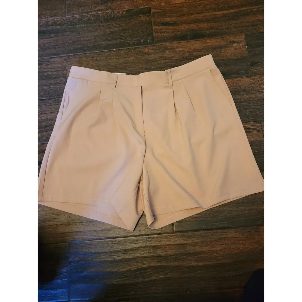 32Degrees Womens Pull On Shorts XL Orange Peach Pleated Elastic Waist‎ NEW 701